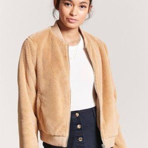 | f21 • fashionista favorite: caramel faux fur zip front bomber • small |